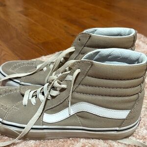 Vans High-Top Sneakers in Tan and White